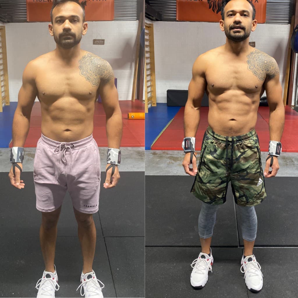 Aziz before and after personal training transformation in Austin, TX