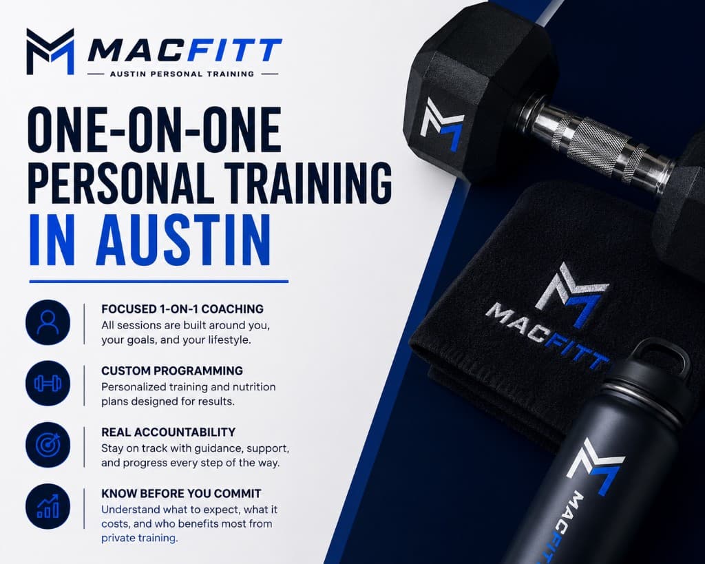 One-on-one personal training in Austin — MacFitt focused coaching, custom programming, and real accountability