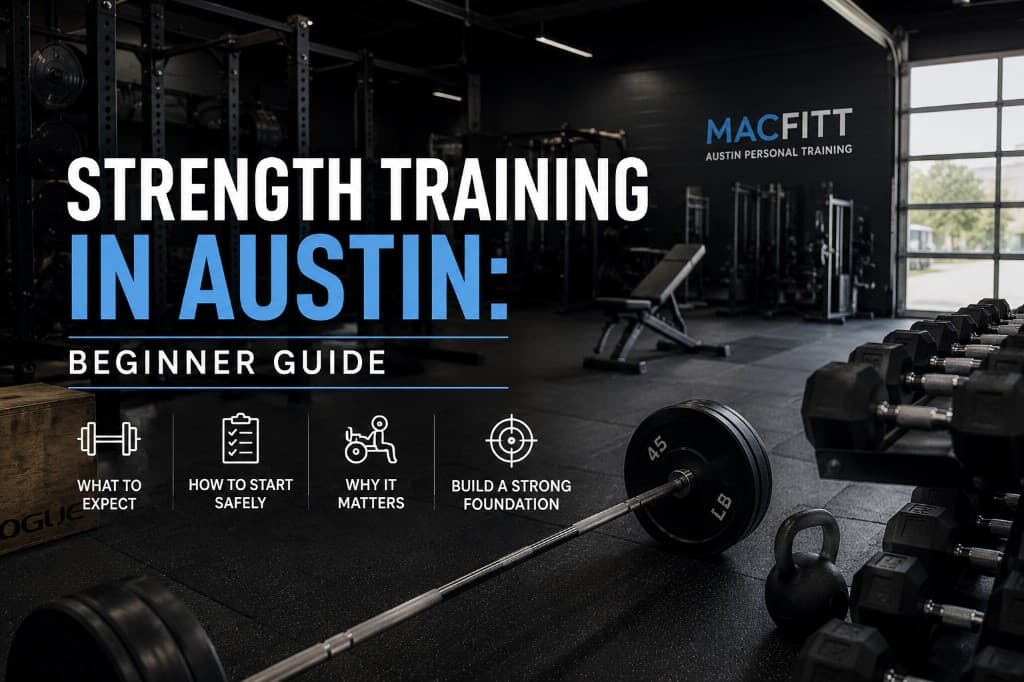 Strength coach in Austin — MacFitt private gym with barbells and strength training equipment