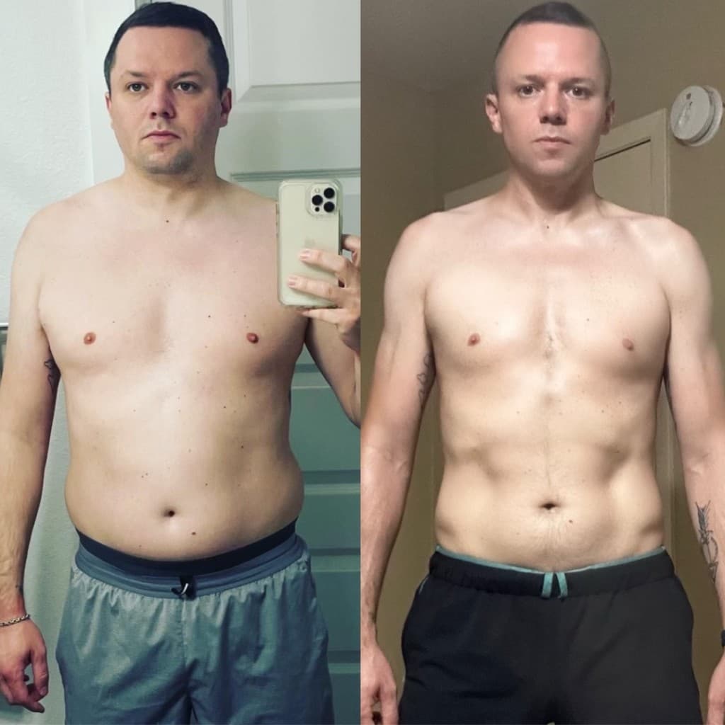 Evan before and after personal training transformation in Austin, TX
