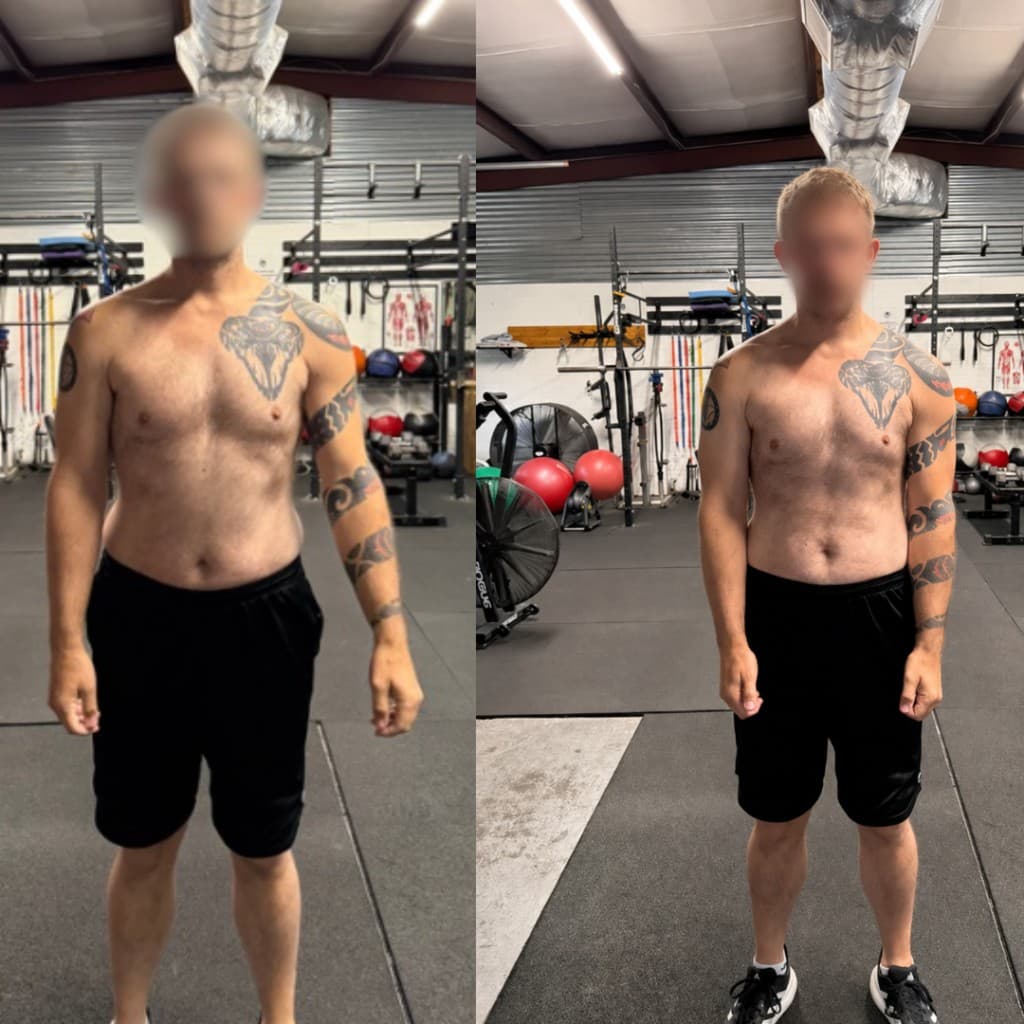 Matt before and after personal training transformation in Austin, TX